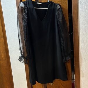 JODIFL Black Dress with Sheer Sleeves